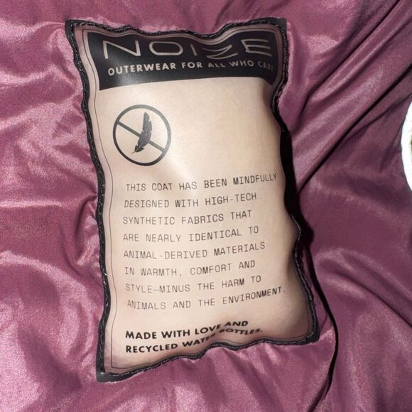 Noize Plum Puffer Jacket Sherpa Fleece Collar Vegan Winter Coat Size M Anthropol - Picture 11 of 14